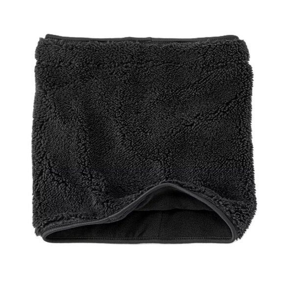 Goodfellow Men's Black Faux Fur & Fleece Lined Neck Warmer Boxy Winter Scarf - Picture 3 of 6